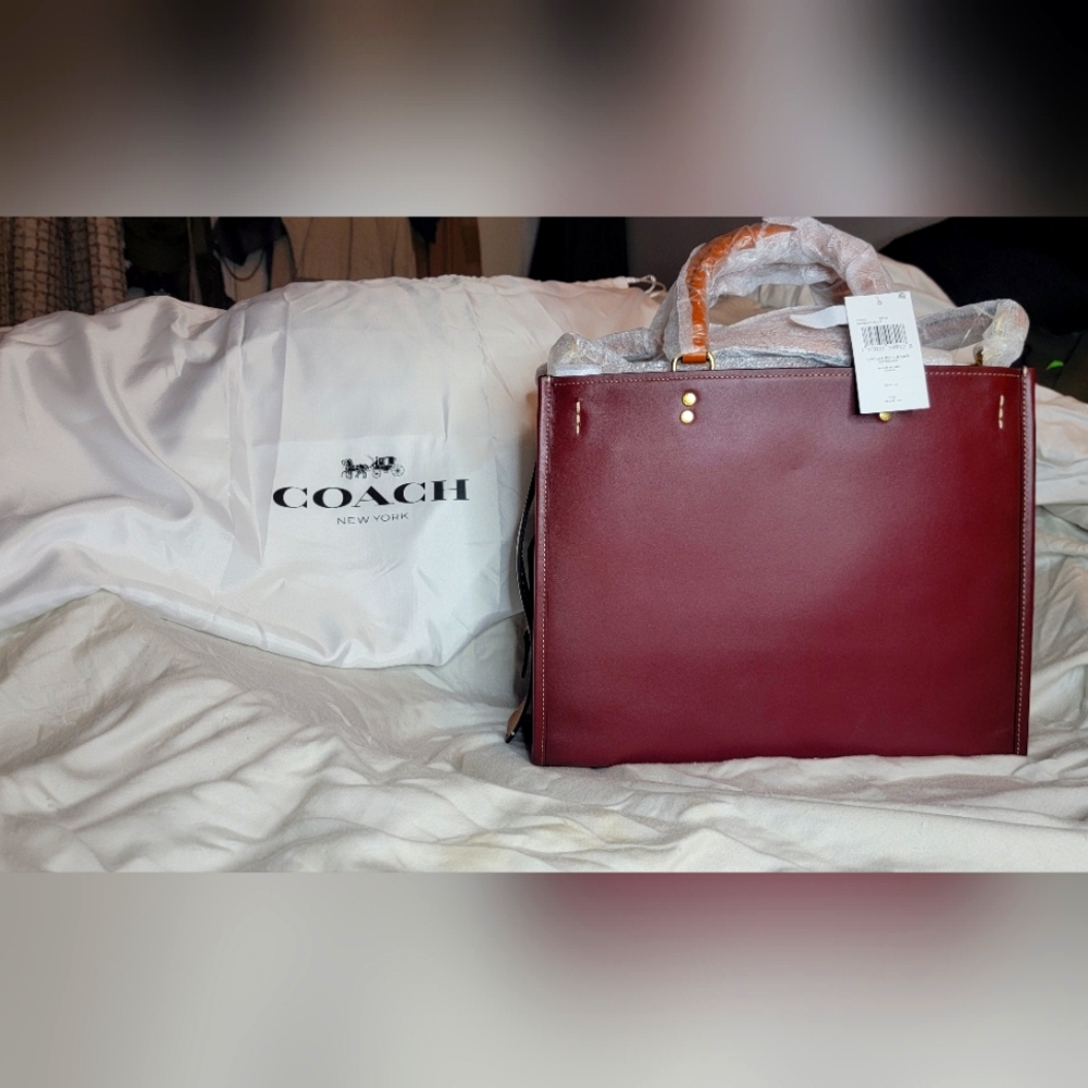 Coach Rogue in Colorblock- Wine/Saddle with Brass